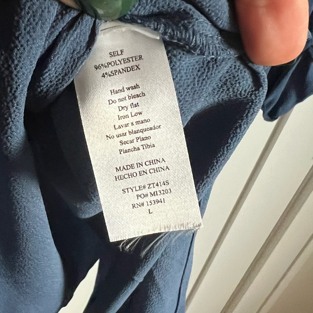 🕶️MISIA Boutique Blue Tab Sleeve 3/4 Sleeve Popover Top Blouse NWT L - Picture 5 of 8